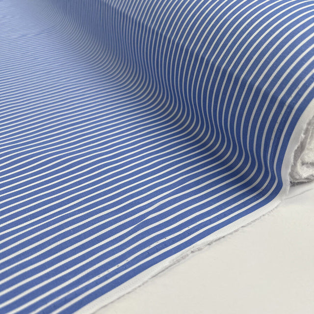Jack Spratt Blue White Stripe Cotton Nylon Shirting Fabric Roll