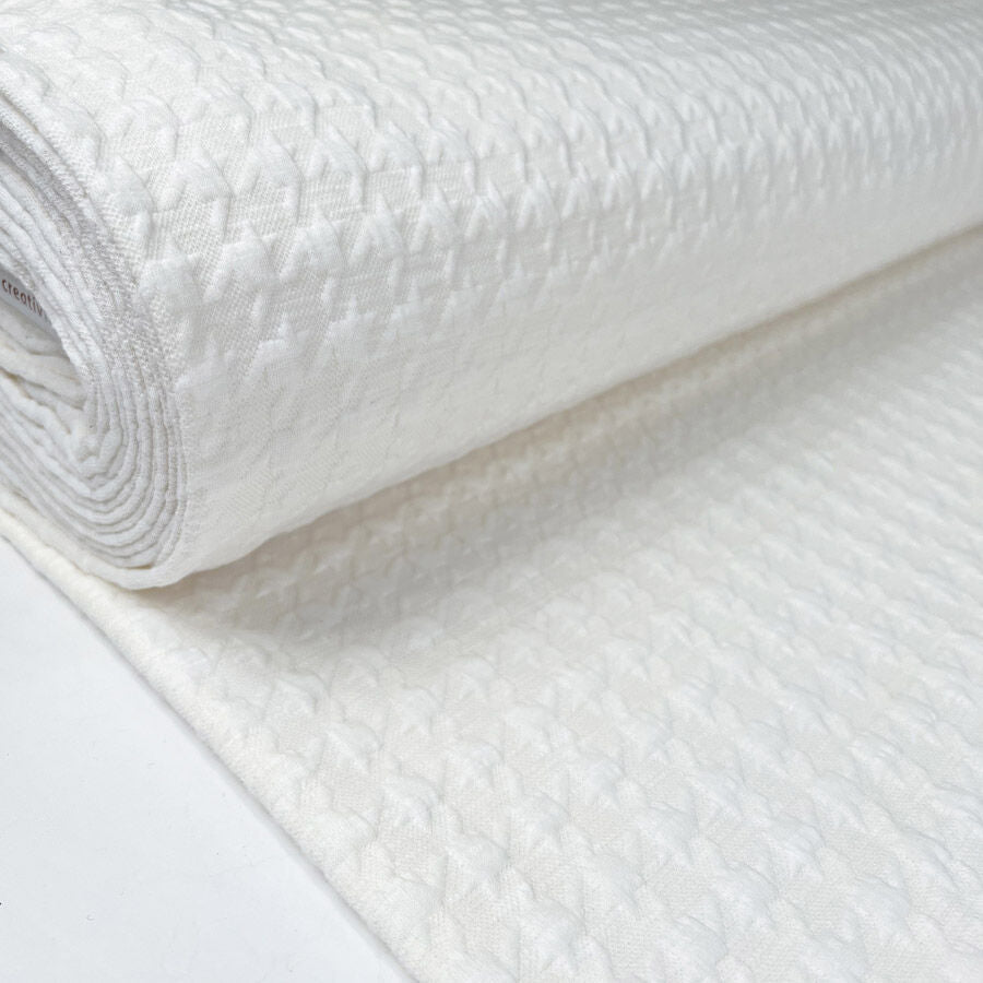 Jacquard Jersey Cream Polyester Viscose Stretch Knit Fabric Bolt