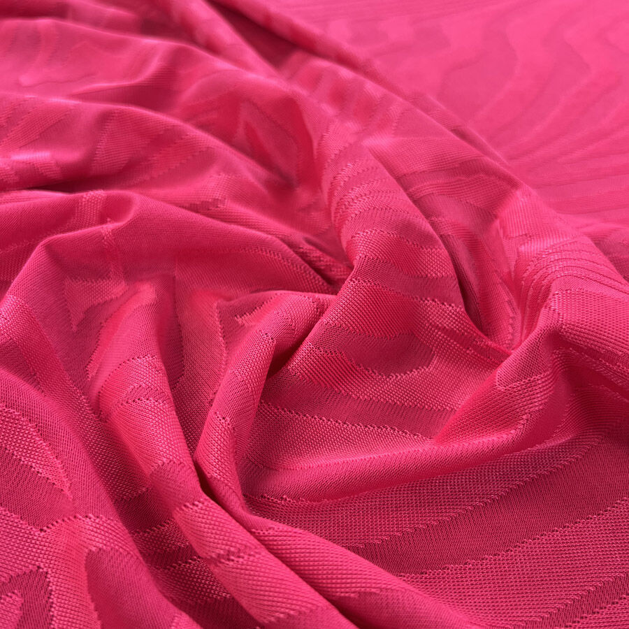Jacquard Jersey Zigga Polyester Pink Abstract Neon Knit Dress Fabric