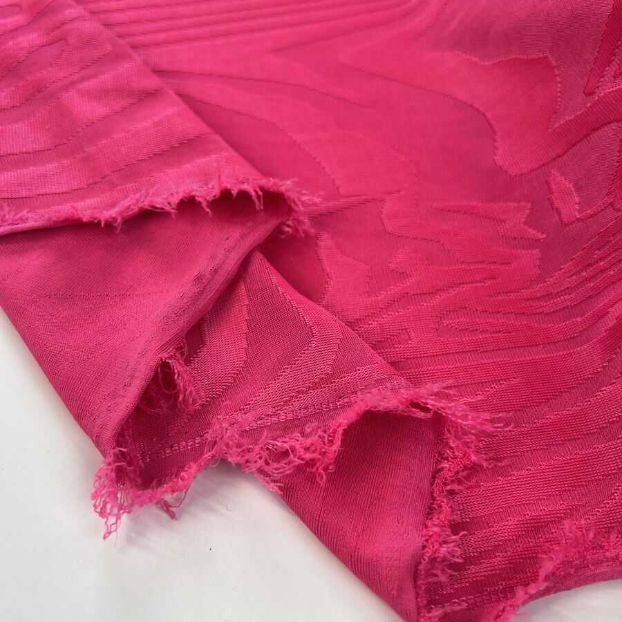 Jacquard Jersey Zigga Polyester Pink Abstract Neon Knit Dress Fabric Fold