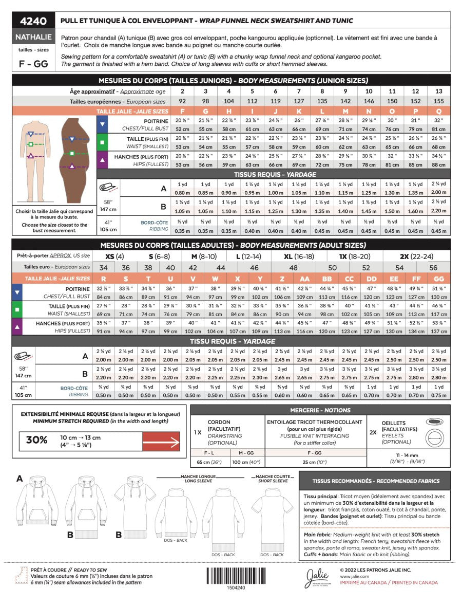 Jalie Nathalie Wrap Funnel Neck Sweatshirt And Tunic Back Cover