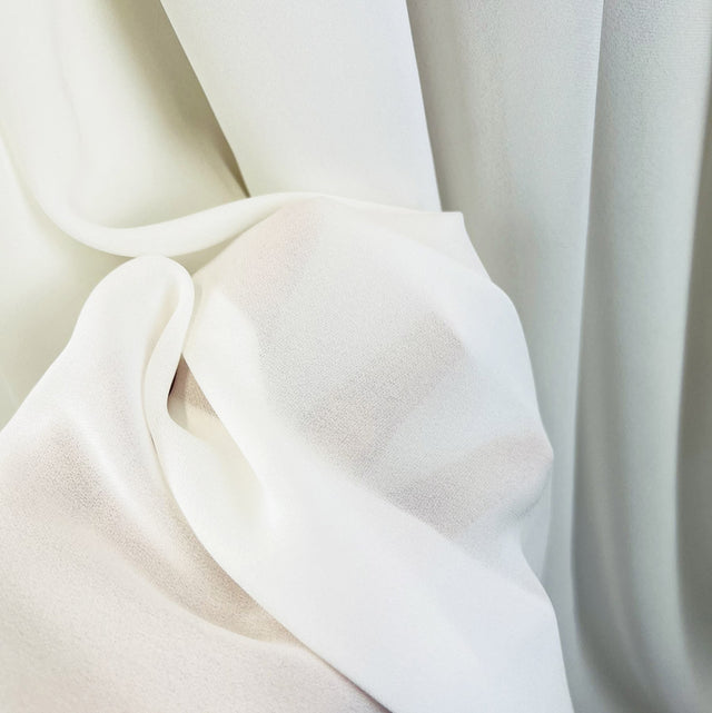 Jasmine Double Georgette Sheer Silk Crepe Dress Fabric White Close Up