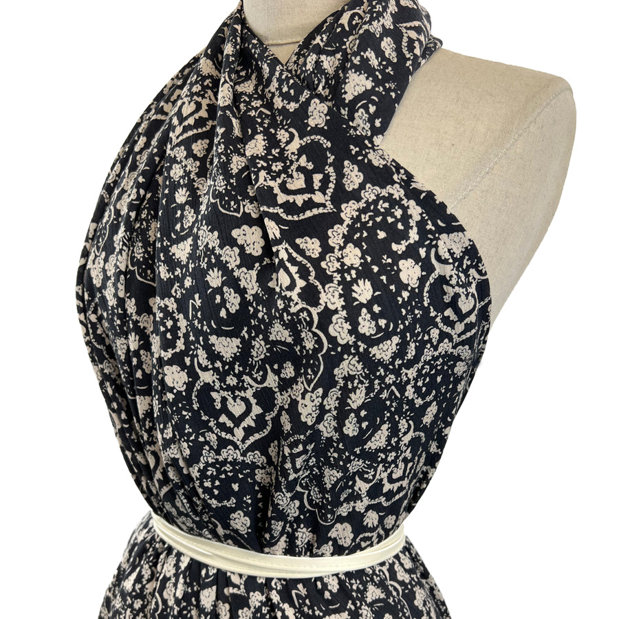 Jeanette Black Cream Abstract Floral Viscose Dress Fabric Side