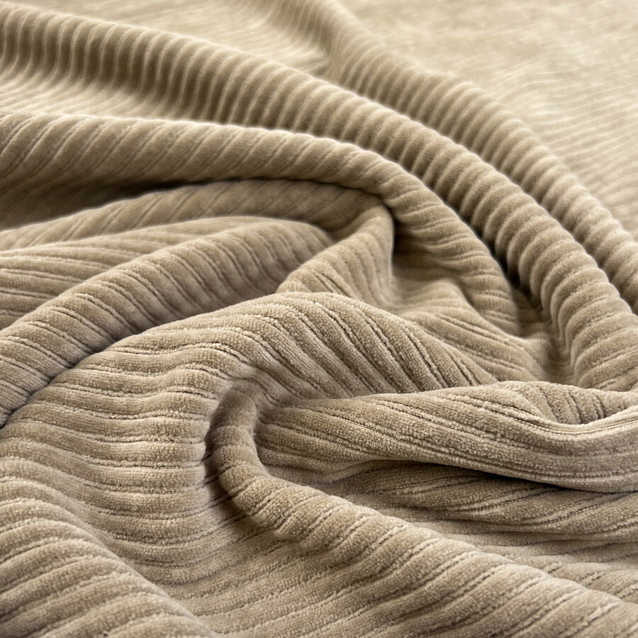 Jersey Cord Sand Cotton Polyester Elastane Striped Ribbed Stretch Knit Fabric