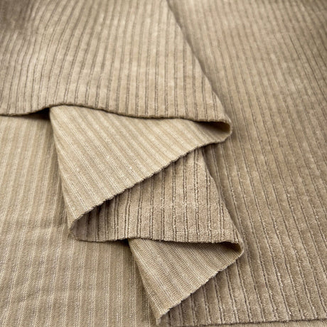 Jersey Cord Sand Cotton Polyester Elastane Striped Ribbed Stretch Knit Fabric Fold