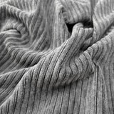Jersey Corduroy Grey Cotton Polyester Elastane Plush Knitted Dress Fabric
