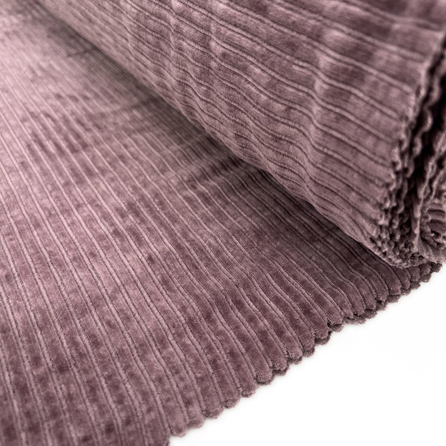 Jersey Corduroy Mauve Cotton Polyester Elastane Plush Knitted Dress Fabric Bolt