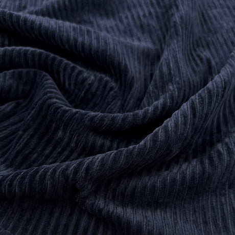 Jersey Corduroy Navy Blue Cotton Polyester Elastane Plush Knitted Dress Fabric