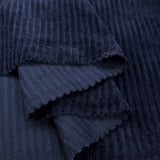 Jersey Corduroy Navy Blue Cotton Polyester Elastane Plush Knitted Dress Fabric Fold