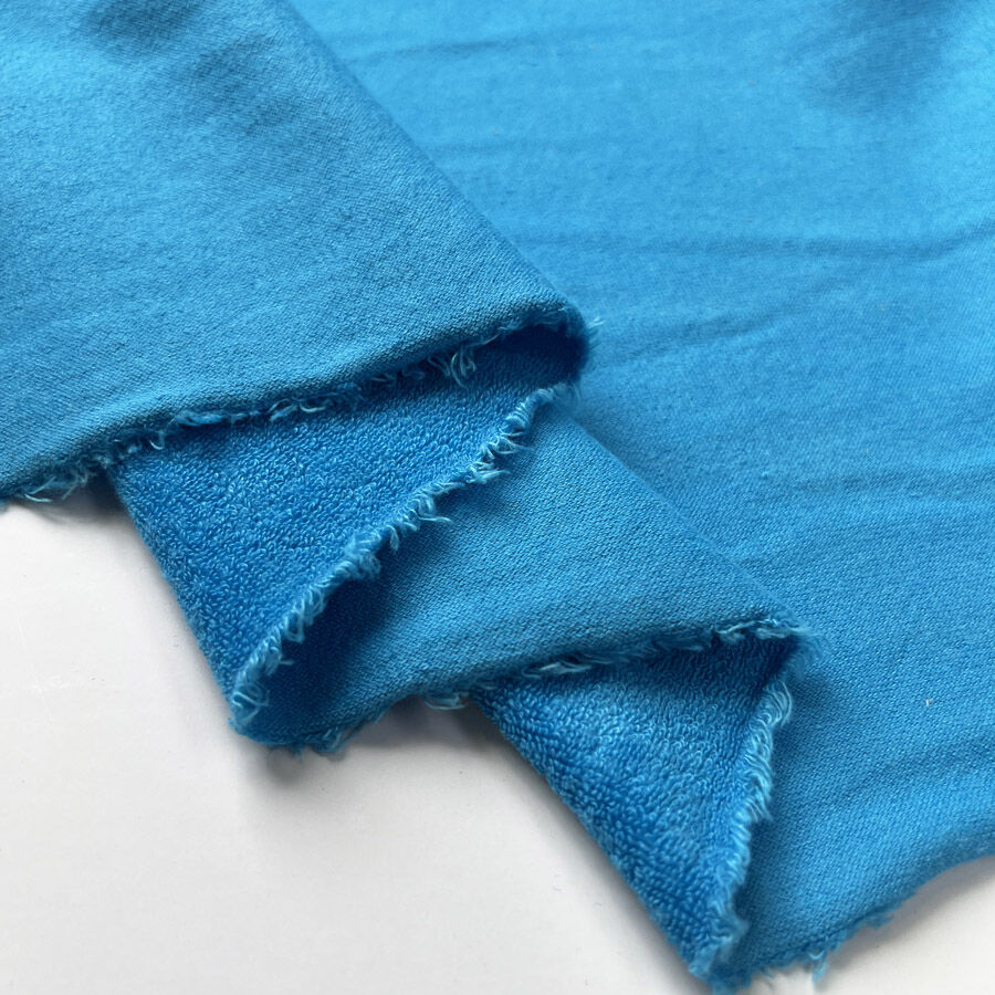 Jersey Skyline Blue Cotton Modal Polyester Sweatshirt Looped Back Knit Jersey Fabric Fold