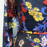 Jk Arian Blue Floral Burned Out Polyester John Kaldor Dress Fabric Close Up Drape Waist Photo