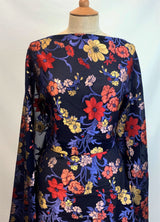 Jk Arian Blue Floral Burned Out Polyester John Kaldor Dress Fabric Manequin Dress Drape Fabric Photo