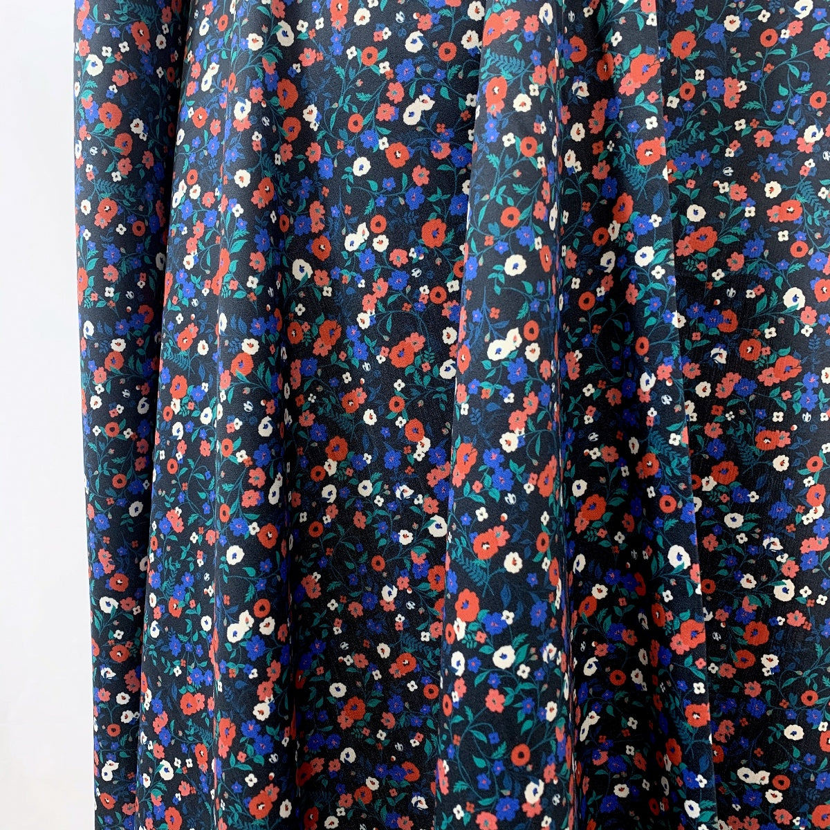 Jk Patricia Black Liberty Style Floral Multicoloured John Kaldor Cotton Sateen Shirting Fabric Drape