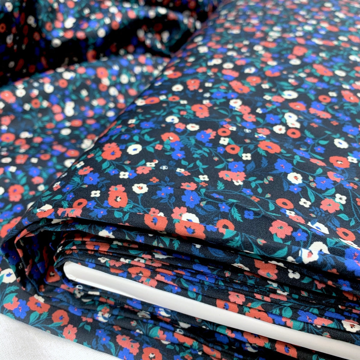 Jk Patricia Black Liberty Style Floral Multicoloured John Kaldor Cotton Sateen Shirting Fabric Roll