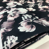 Jk Phoebe Digitally Printed Floral Grey Black Satin Dress Fabric Bolt Fabric Photo