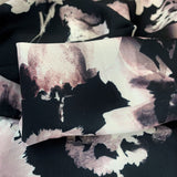 Jk Phoebe Digitally Printed Floral Grey Black Satin Dress Fabric Close Up Dress Fabric Photo