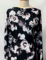 Jk Phoebe Digitally Printed Floral Grey Black Satin Dress Fabric Manequin Dress Fabric Photo