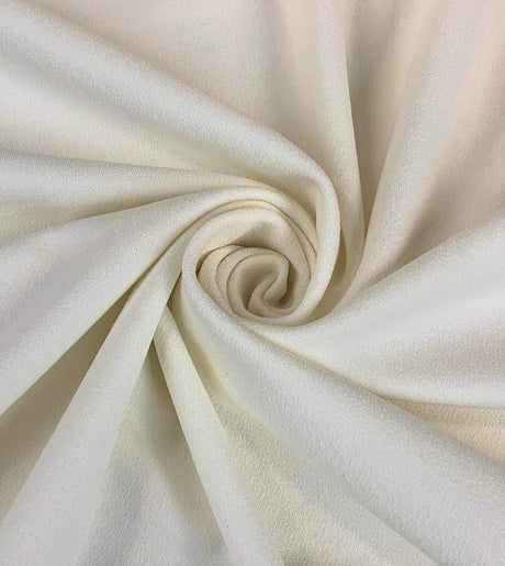Jk Scuba Crepe Ivory Polyester Scuba Knitted Stretch Crepe Fabric Close Up Fabric Photo