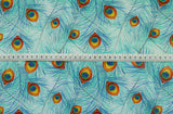 John Louden True Craft Peacock Twerk Turquoise Cotton Fabric S