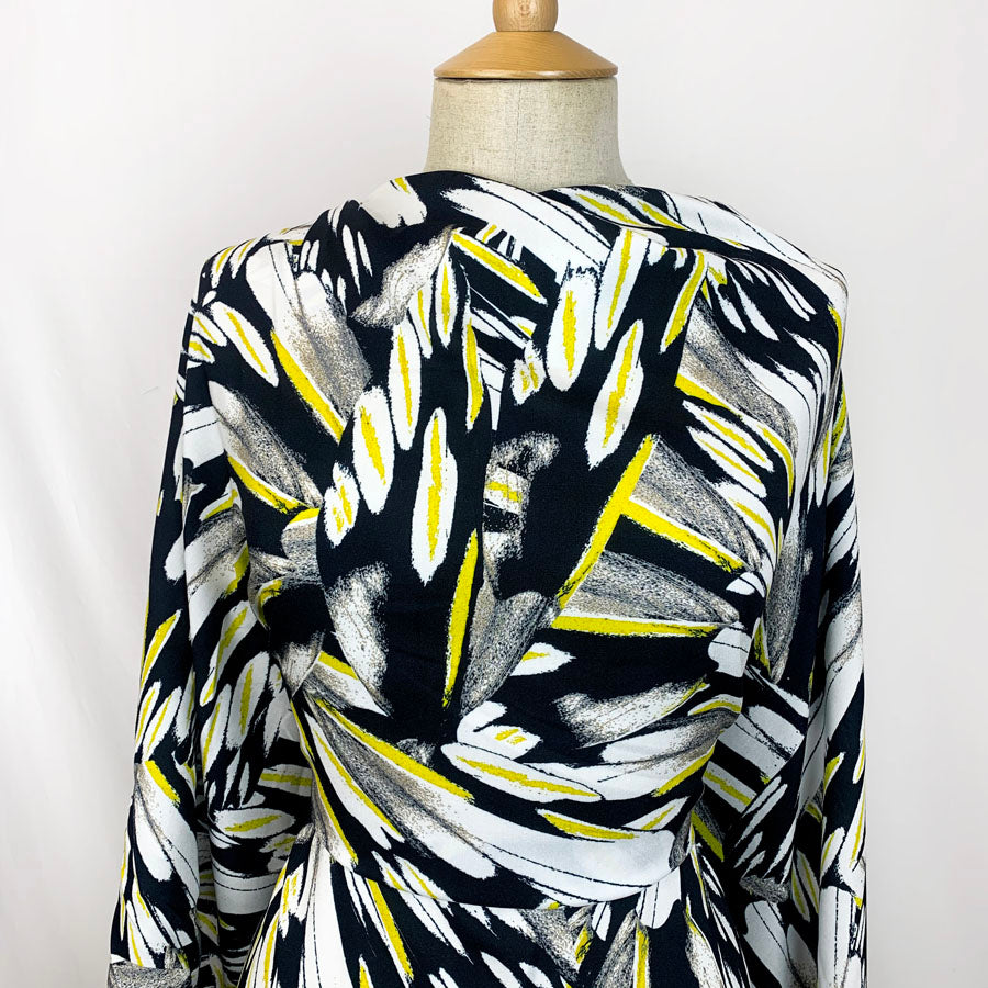 John Kaldor Black And Lemon Abstract Viscose Fabric Beatrice Chest