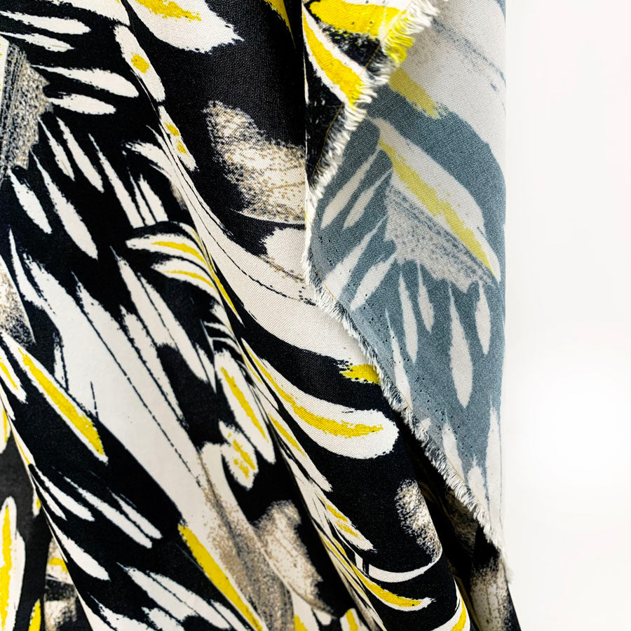 John Kaldor Black And Lemon Abstract Viscose Fabric Beatrice Hang