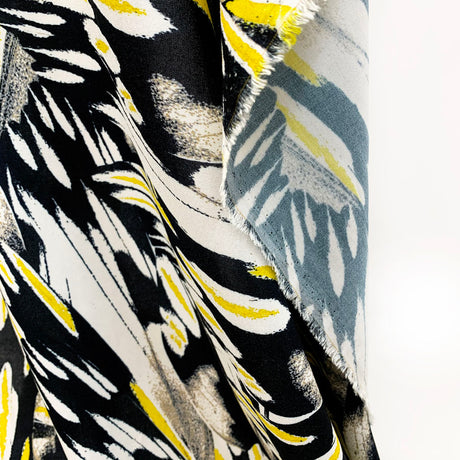 John Kaldor Black And Lemon Abstract Viscose Fabric Beatrice Hang
