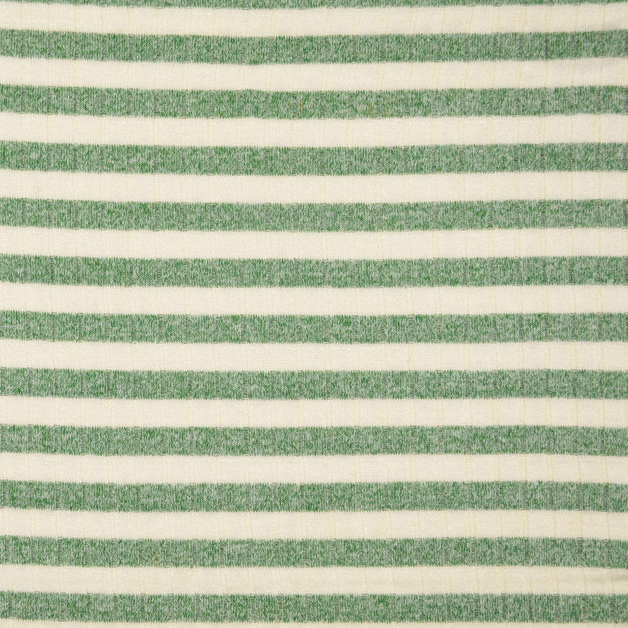 Jolly Jersey Green Viscose Polyester Elastane Striped Knitted Ribbed Fabric
