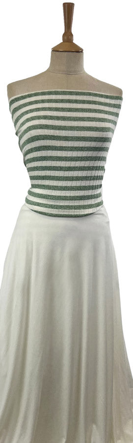 Jolly Jersey Green Viscose Polyester Elastane Striped Knitted Ribbed Fabric Mannequin
