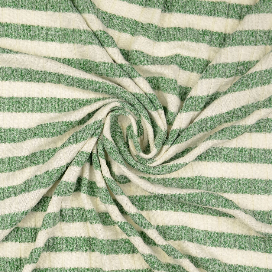 Jolly Jersey Green Viscose Polyester Elastane Striped Knitted Ribbed Fabric Twist
