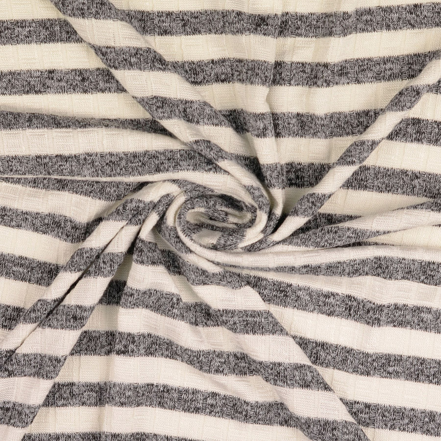 Jolly Jersey Grey Viscose Polyester Elastane Striped Knitted Ribbed Fabric Twist