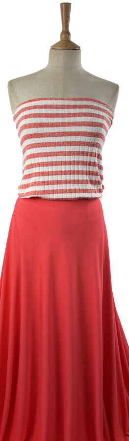 Jolly Jersey Red Viscose Polyester Elastane Striped Knitted Ribbed Fabric Mannequin
