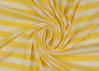 Jolly Jersey Yellow Viscose Polyester Elastane Striped Knitted Ribbed Fabric Twist