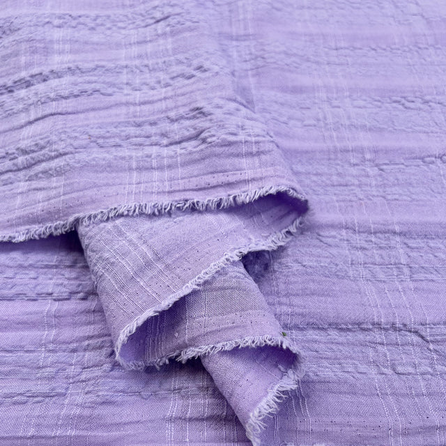 Jovi Violet Purple Cotton Rayon Dobby Woven Jacquard Check Fabric Fold