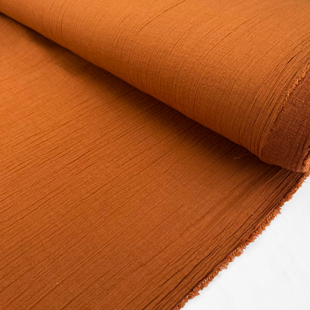 Kaya Gauze Rust Orange Cotton Linen Double Gauze Dress Fabric Bolt