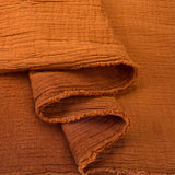 Kaya Gauze Rust Orange Cotton Linen Double Gauze Dress Fabric Fold