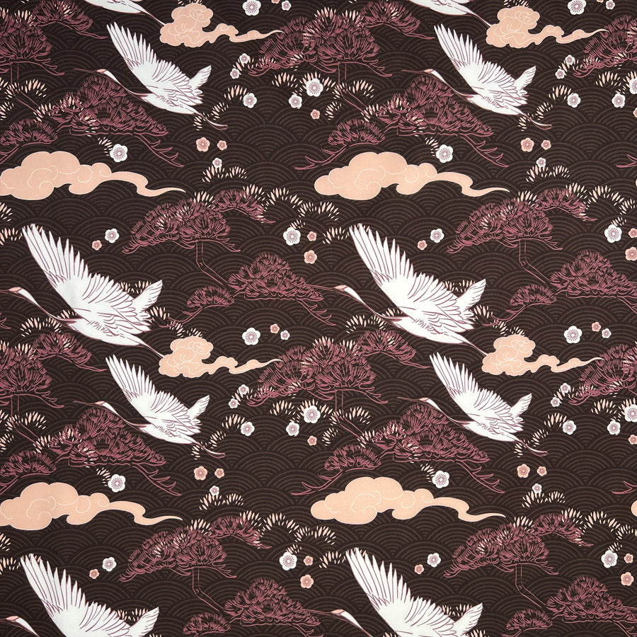 Kiki Pink Polyester Elastane Oeko Tex Stretch Knitted Bird Print Yoga Fabric