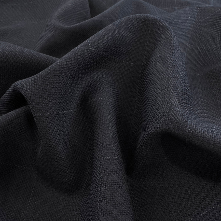Killing me softly navy check fine wool suiting fabric cu