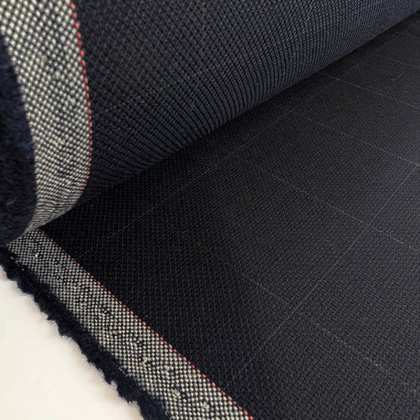 Killing me softly navy check fine wool suiting fabric roll