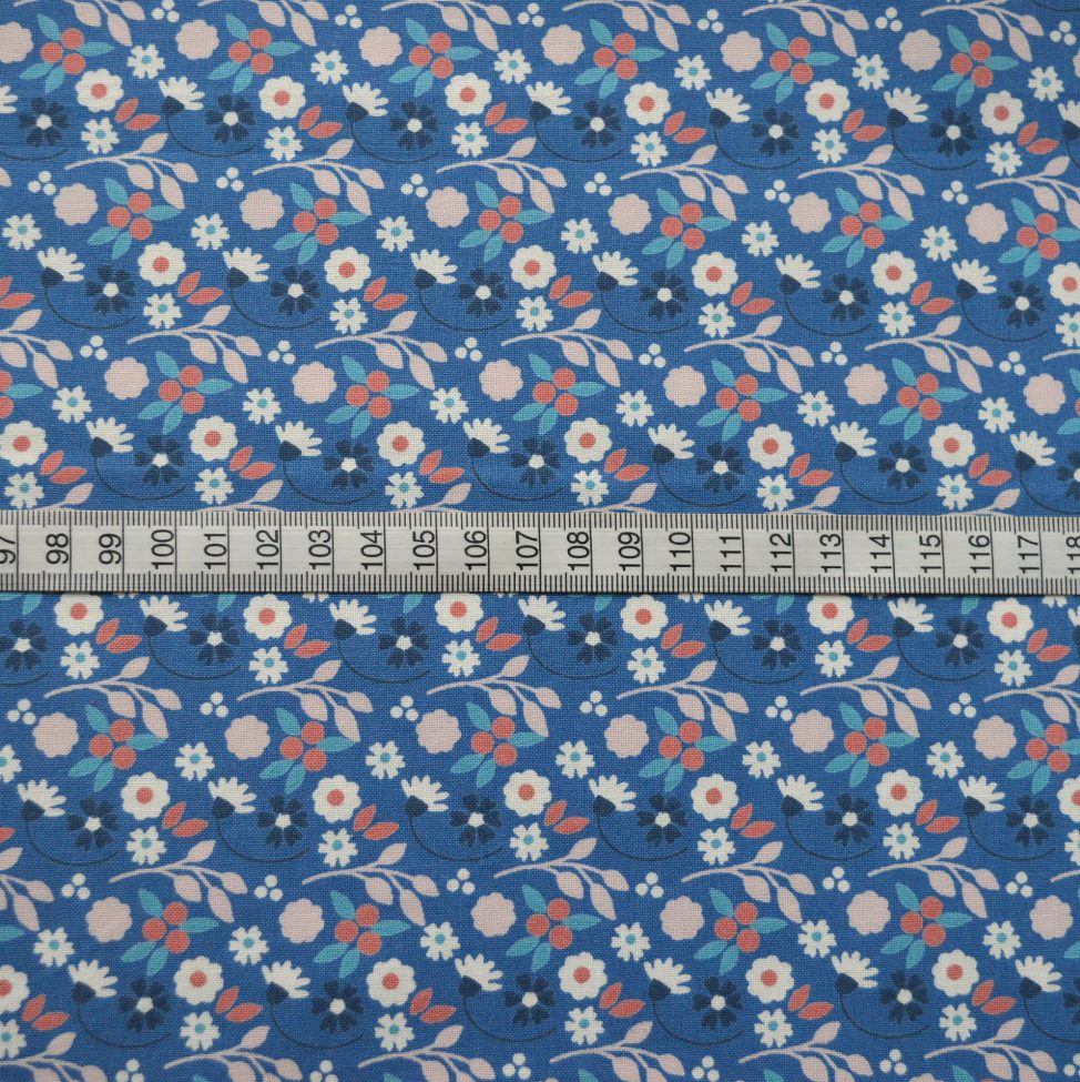 Kitson Royal Floral Royal White Pink Floral Solid Craft Quilt Cotton Fabric S