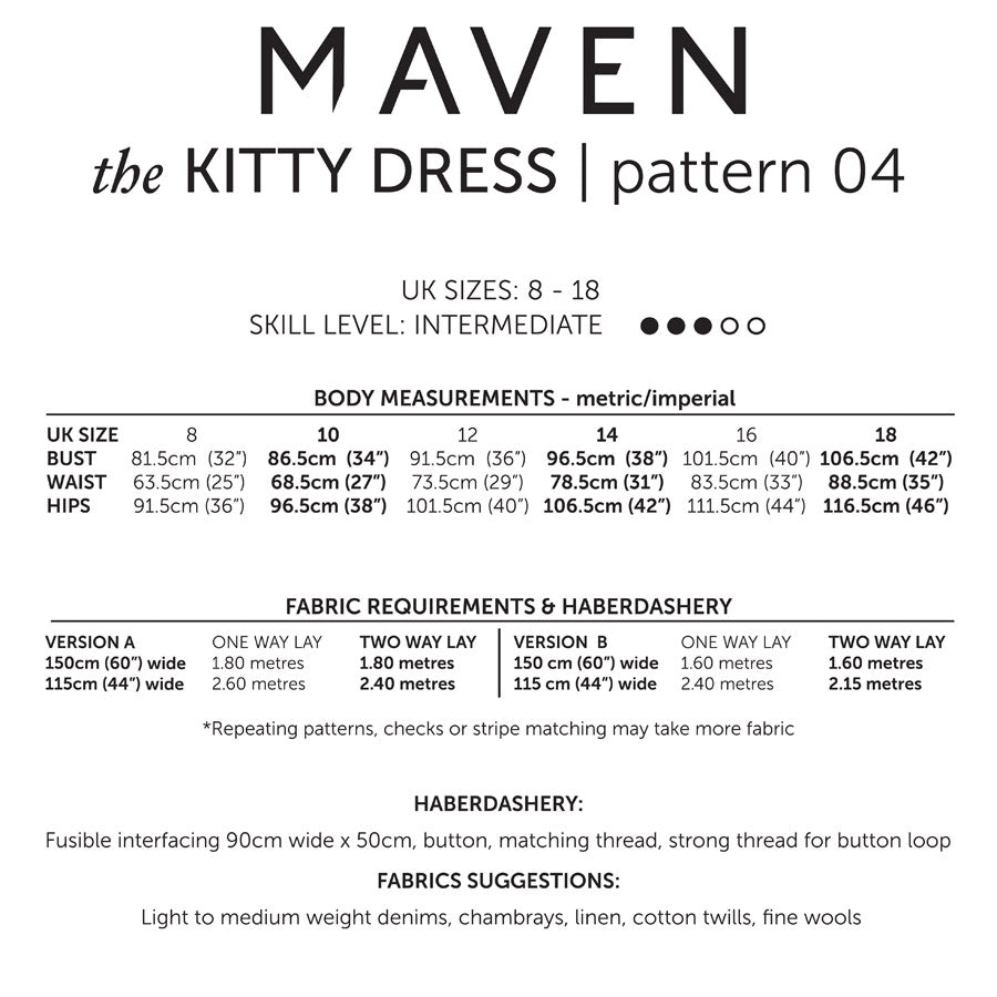 Kitty Dress Pattern Maven Backcover