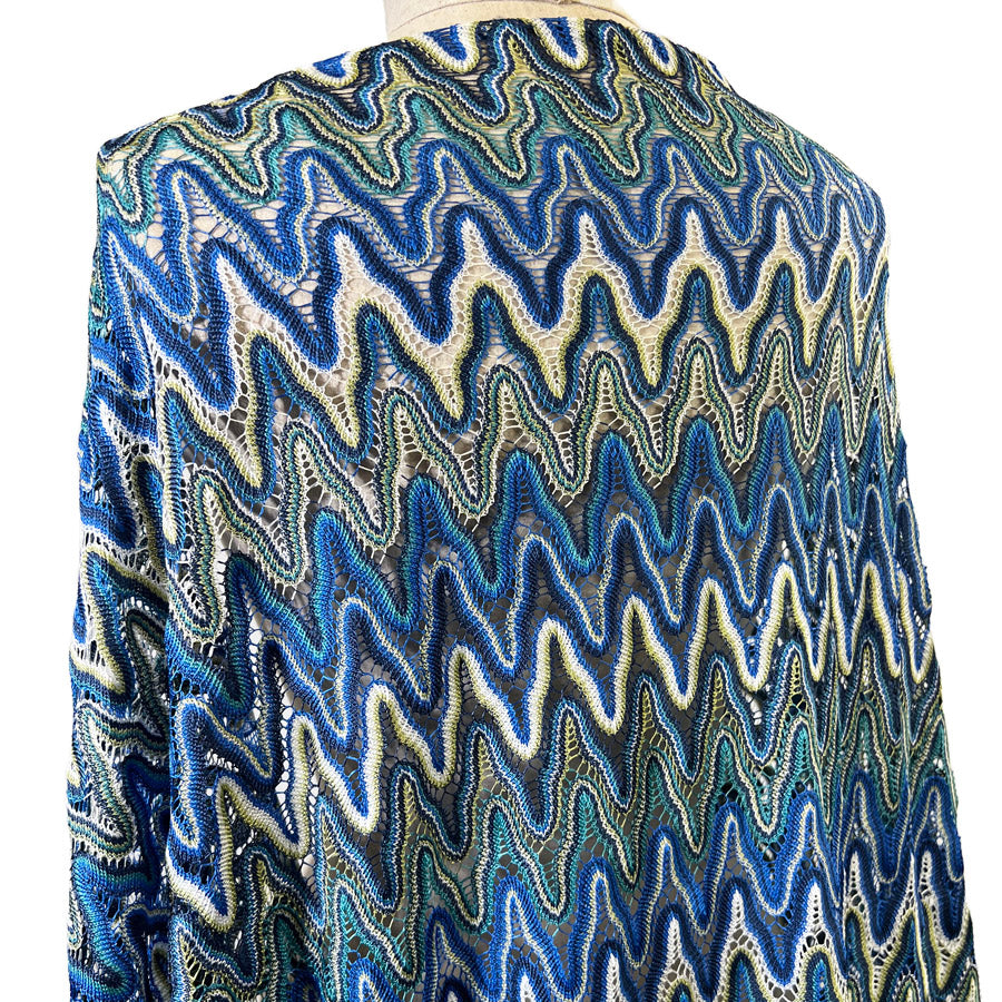 Knots Of Elegance Blue Polyester Crochet Lace Zigzag Dress Fabric Side