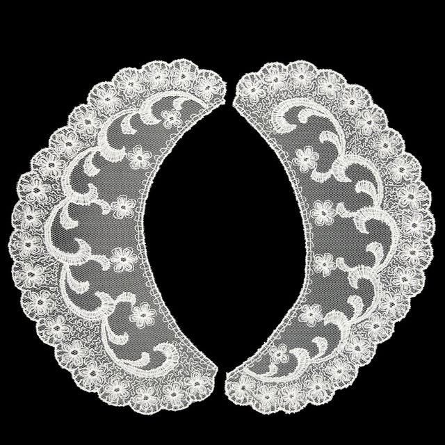 Lace Floral Embroidered Cotton Polyester Collar Emma White Full