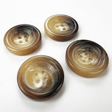 Large 4 Hole Plastic Brown Horn Effect Round Buttons 30mm Pk4 Row