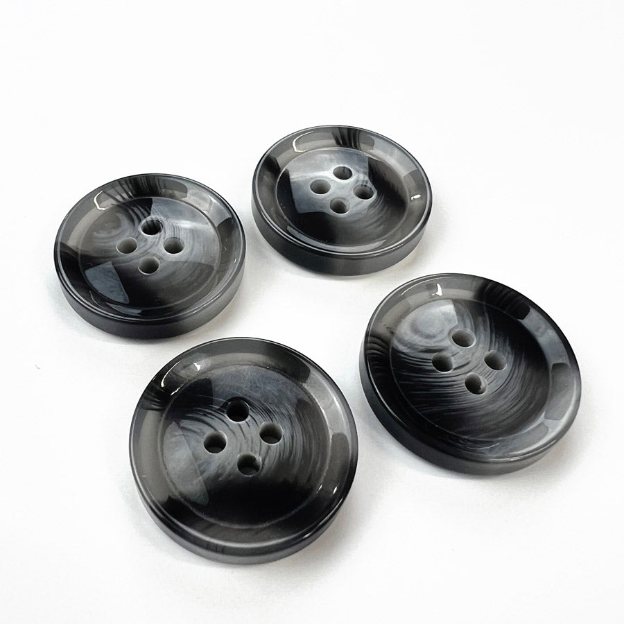Large 4 Hole Plastic Grey Horn Effect Round Buttons 24mm Pk4 Row