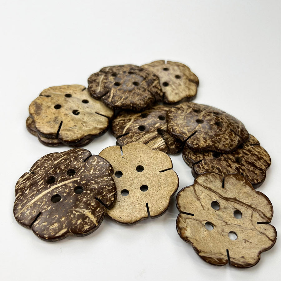Large 50mm Coconut Buttons Floral Pk10