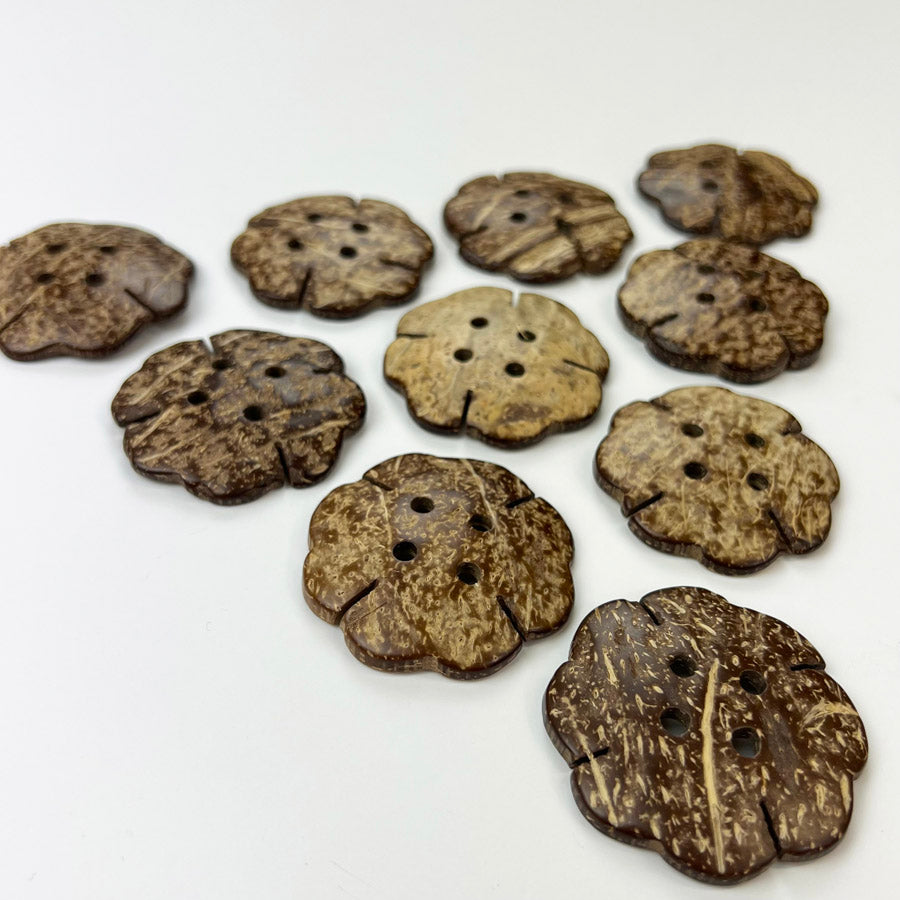 Large 50mm Coconut Buttons Floral Pk10 Row