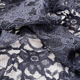 Large Corded Flower Polyester Lace Dress Fabric Lace Navy