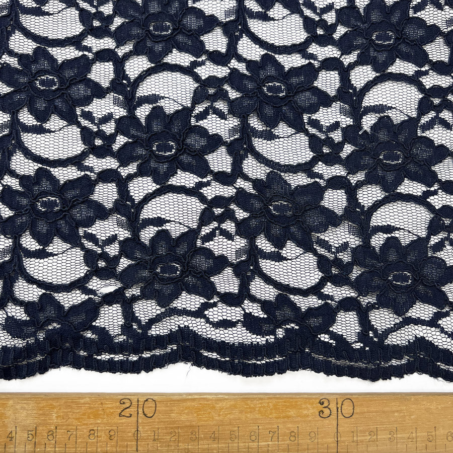 Large Corded Flower Polyester Lace Dress Fabric Lace Navy Ruler