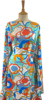 Large Floral Print Dress Fabric Pima Cotton Lawn Oceans Coral
