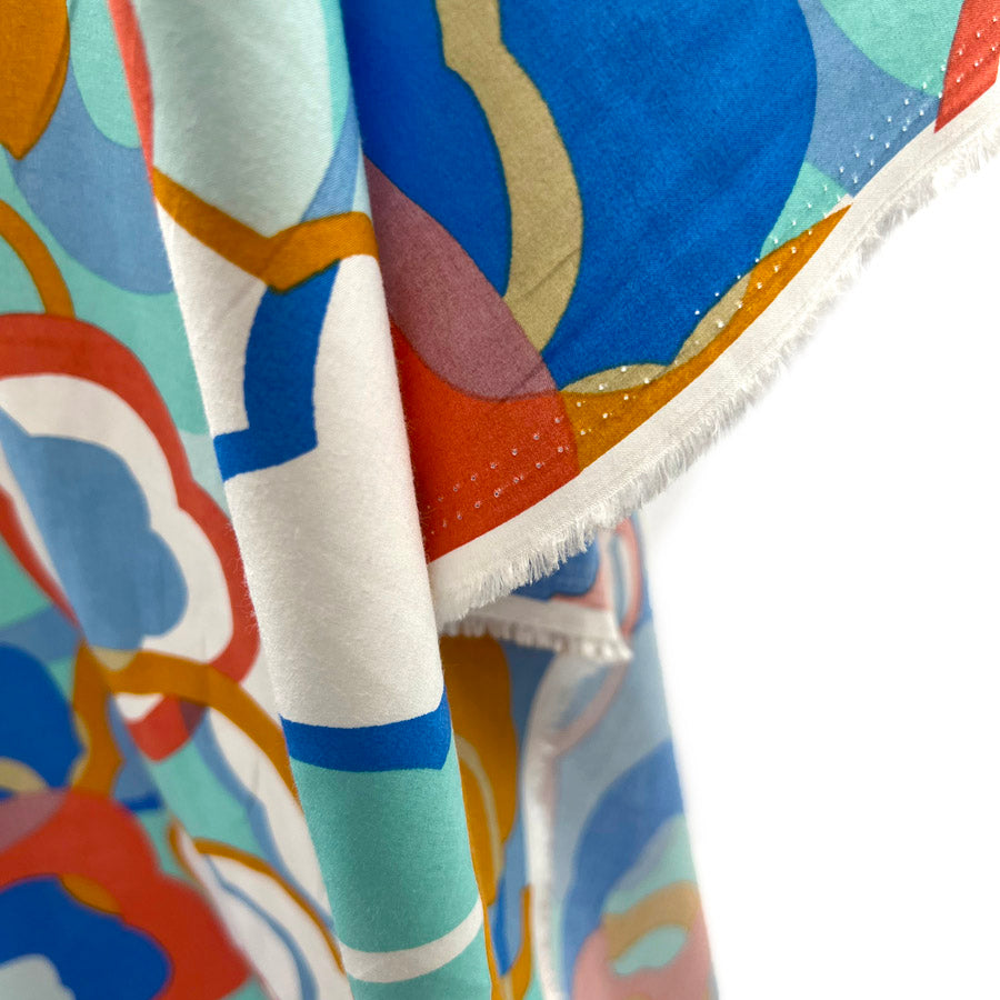 Large Floral Print Dress Fabric Pima Cotton Lawn Oceans Hang